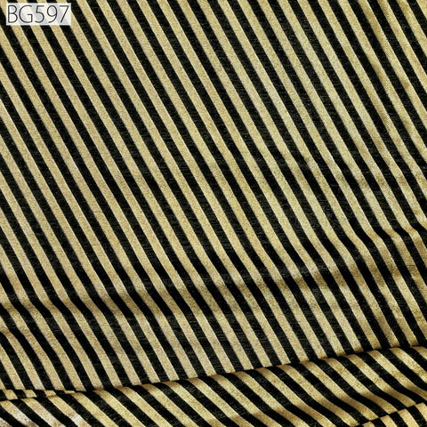 Black Benarse Wedding Dresses Brocade by the yard Diagonal Stripes Indian Banarasi Sewing Material Costume Crafting Drapery Cushion Covers