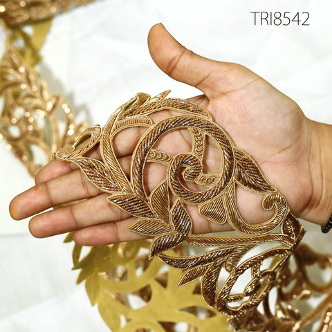 9 yard Handmade Zardozi Trim | Indian Handcrafted Wedding Sari Border DIY Crafting Ribbon Saree Wholesale Gold Zari Trim Victorian Costumes