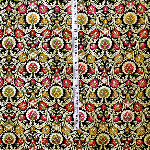 Black Indian Brocade Fabric by Yard Historic Costume Banarasi Wedding Dresses Sewing Material Banaras Knee Length Coat Duvet Covers Valances