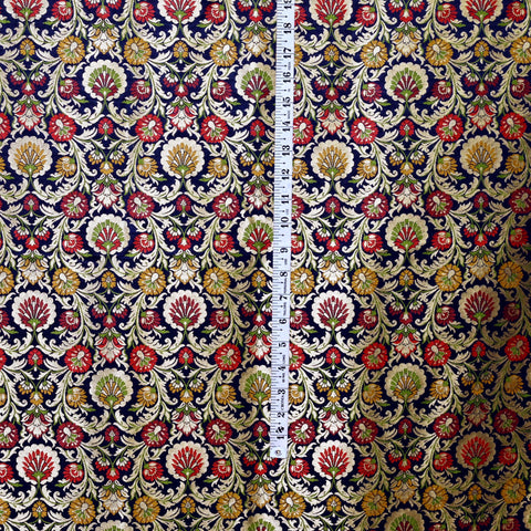 Blue Indian Brocade Fabric by Yard Historic Costume Banarasi Wedding Dresses Sewing Material Banaras Knee Length Coat Duvet Covers Valances