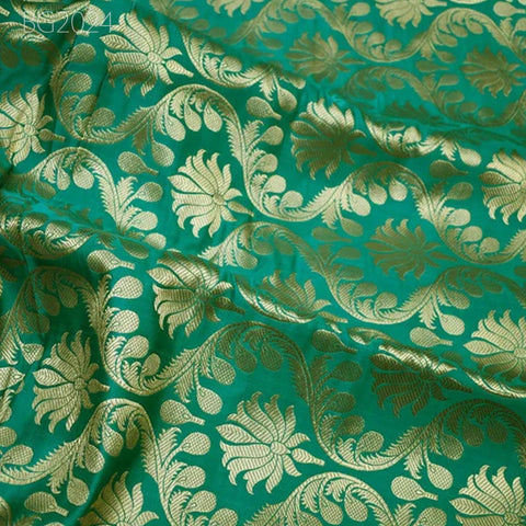 Indian Rama Green Brocade Banarasi Blended Fabric Wedding Dress Banaras Brocade by the Yard Crafting Sewing Cushion Covers Bridal Blouses