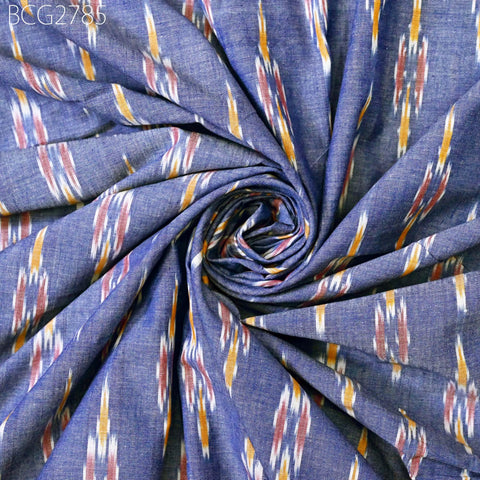 Blue Indian Ikat Cotton Fabric by yard Homespun Handwoven Cushion Covers Crafting Summer Women Pajamas Kids Shorts Sewing Kitchen Curtains