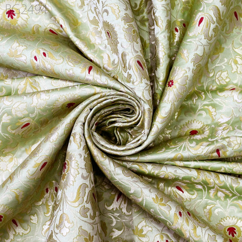 Pista Brocade Fabric by Yard Historic Costume Indian Banarasi Wedding Dress Sewing Material Banaras Knee Length Coat Upholstery Duvet Covers