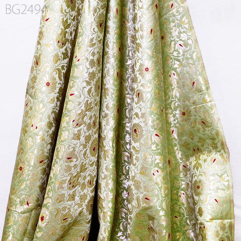 Pista Brocade Fabric by Yard Historic Costume Indian Banarasi Wedding Dress Sewing Material Banaras Knee Length Coat Upholstery Duvet Covers