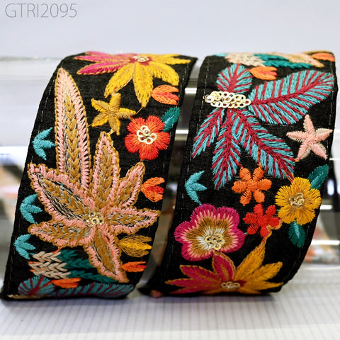 9 Yard Yellow 5cm DIY Crafting Indian Embroidered Decorative Fabric Trim Laces Sari Border Saree Ribbon Sewing Curtain Home Decor Accessory