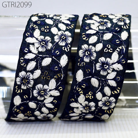 9 Yard Floral Indian 4cm Trim Sari Embroidery Saree Ribbon Embroidered Border Cushions cover Home Décor Sewing Clothing Trimmings