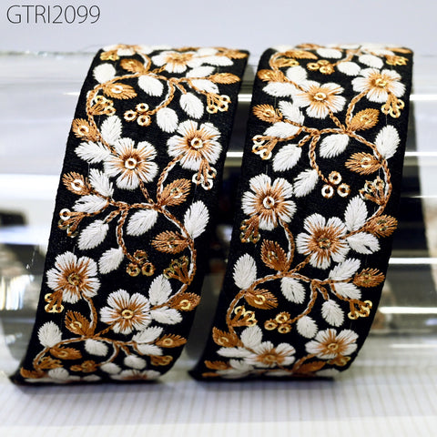 9 Yard Floral Indian 4cm Trim Sari Embroidery Saree Ribbon Embroidered Border Cushions cover Home Décor Sewing Clothing Trimmings