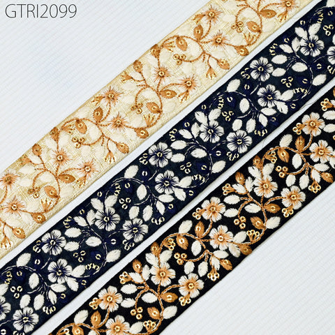 9 Yard Floral Indian 4cm Trim Sari Embroidery Saree Ribbon Embroidered Border Cushions cover Home Décor Sewing Clothing Trimmings