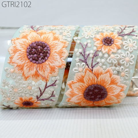 9 Yard Indian 6cm Embroidery Fabric Trim Decorative Saree Embellishments DIY Crafting Sewing Curtains Sari Border Embroidered Ribbons