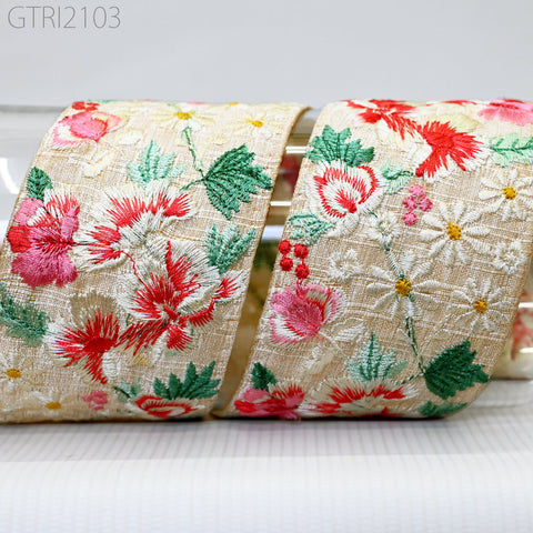 9 Yard Indian 65MM Embroidery Sari Trim Embroidered Wedding lehenga Border Saree Cushions Cover Sewing Crafting Curtains Headbands Ribbon