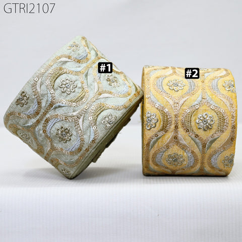 9 Yard Grey 85mm Indian Embroidered Fabric Trim Sari Border DIY Crafting Saree Sewing Trimmings Embellishments Beach Bag Cushions Ribbons