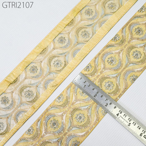 9 Yard Grey 85mm Indian Embroidered Fabric Trim Sari Border DIY Crafting Saree Sewing Trimmings Embellishments Beach Bag Cushions Ribbons