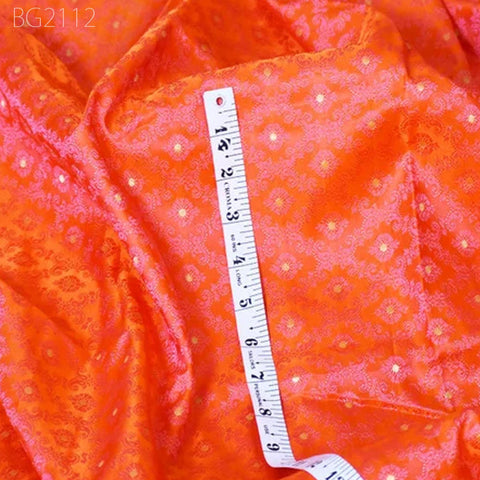 Orange Wedding Dress Fabric Brocade By The Yard Indian Brocade Jacquard Banarsi Saree Crafting Sewing Costume Pillow Cover Home Décor Skirt