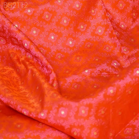 Orange Wedding Dress Fabric Brocade By The Yard Indian Brocade Jacquard Banarsi Saree Crafting Sewing Costume Pillow Cover Home Décor Skirt
