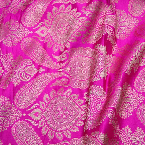 Sewing Crafting Indian Banarasi Magenta Brocade Fabric by the Yard Wedding Dress Brocade Fabric Bridal Dress Material Cushion Cover Fabric