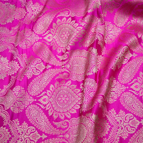 Sewing Crafting Indian Banarasi Magenta Brocade Fabric by the Yard Wedding Dress Brocade Fabric Bridal Dress Material Cushion Cover Fabric