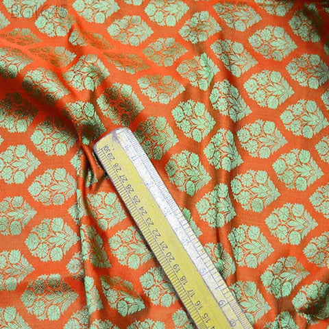 Orange Indian Jacquard Fabric For Bow Ties Brocade By The Yard Wedding Dress Fabric Bridesmaid Dress Banarsi Sewing Crafting Home Furnishing