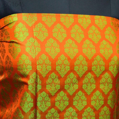 Orange Indian Jacquard Fabric For Bow Ties Brocade By The Yard Wedding Dress Fabric Bridesmaid Dress Banarsi Sewing Crafting Home Furnishing