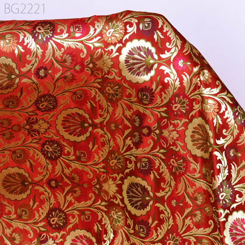 Dark Maroon Indian Fabric Silk Brocade By The Yard Wedding Dress Fabric Banarasi Sewing DIY Crafting Curtain Jacket Home Decor Furnishing