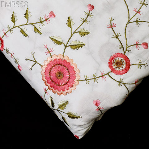 Embroidery Cotton Fabric by the Yard Indian Embroidered Sewing Fabric DIY Crafting Summer Women Dresses Costumes Doll Bag Home Decor Curtain