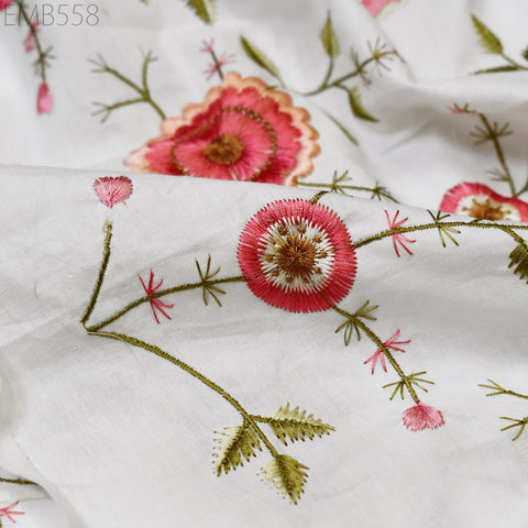 Embroidery Cotton Fabric by the Yard Indian Embroidered Sewing Fabric DIY Crafting Summer Women Dresses Costumes Doll Bag Home Decor Curtain