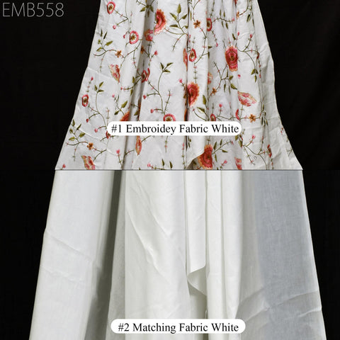 Embroidery Cotton Fabric by the Yard Indian Embroidered Sewing Fabric DIY Crafting Summer Women Dresses Costumes Doll Bag Home Decor Curtain