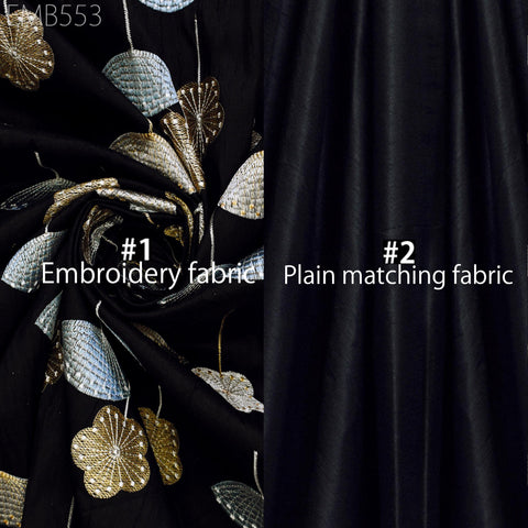 Black Fabric by the yard Sewing DIY Crafting Indian Embroidery Wedding Dress Costumes Dolls Bags Cushion Covers Table Runners Blouses