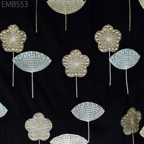 Black Fabric by the yard Sewing DIY Crafting Indian Embroidery Wedding Dress Costumes Dolls Bags Cushion Covers Table Runners Blouses