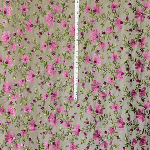 Floral Embroidered Cotton Fabric by the Yard Indian Embroidery Sewing DIY Crafting Women Summer Dresses Costumes Tote Bag Home Decor Curtain