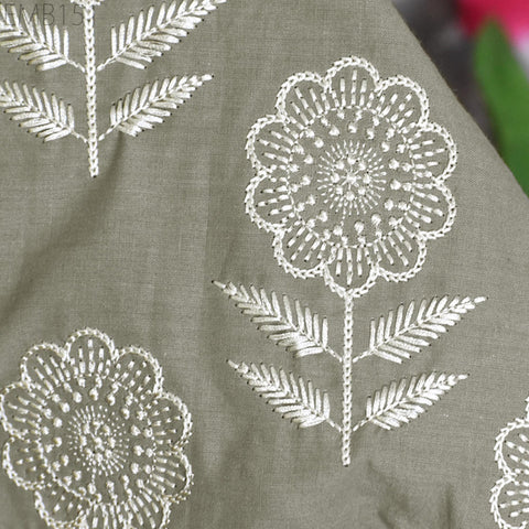 Floral Embroidered Cotton Fabric by the Yard Indian Embroidery Sewing DIY Crafting Women Summer Dresses Costumes Tote Bag Home Decor Curtain