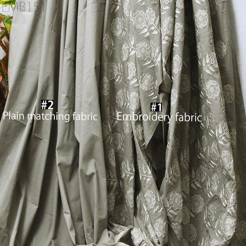 Floral Embroidered Cotton Fabric by the Yard Indian Embroidery Sewing DIY Crafting Women Summer Dresses Costumes Tote Bag Home Decor Curtain