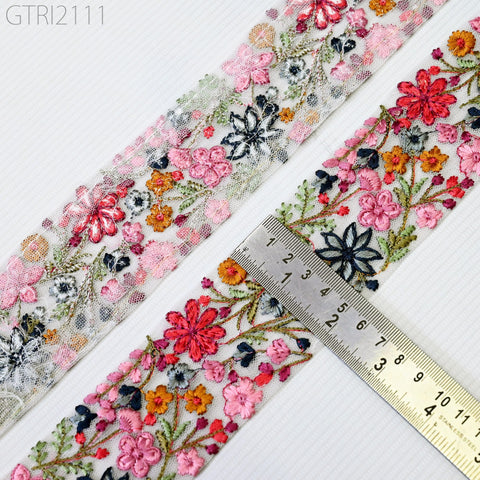 9 Yard Indian Embellishment Embroidered Fabric 55 mm Trim Saree Ribbon Crafting Sewing Embroidery Border Dress Trimmings Cushion Covers