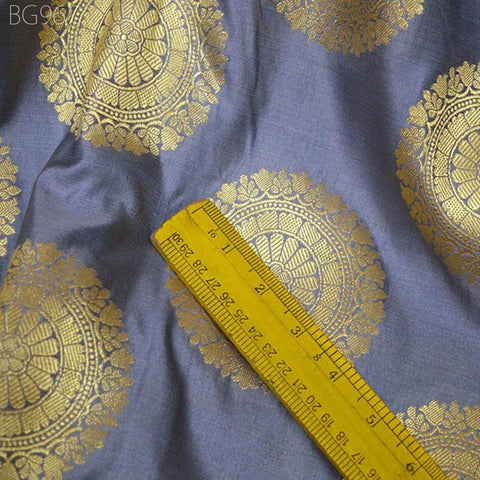 Banarasi Grey Indian Brocade Fabric by the Yard Banaras Blended Silk For Wedding Bridal Dress Home Furnishing Cushion Cover Curtain Fabric
