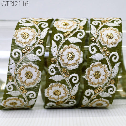 9 Yard Indian Embroidery 35mm Trim Embroidered Saree Ribbon Sari Embellishments Cushions Sewing Crafting Trimmings Curtains Headbands Border