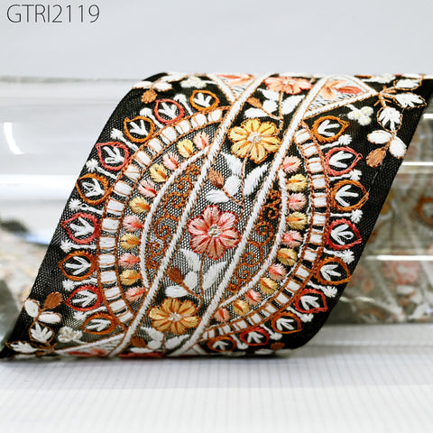 9 Yard Indian Embroidered Fabric 9cm Trim Sari Border Cushions Crafting Wedding Saree Sewing Embroidery Dress Embellishment Costume Ribbon