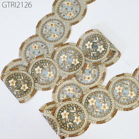 9 Yard Indian 8cm Scallop Edge Embroidery Trim Embroidered Saree Ribbon Cushions Cover Sewing Crafting Tape Curtains Headbands Sari Border