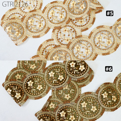 9 Yard Indian 8cm Scallop Edge Embroidery Trim Embroidered Saree Ribbon Cushions Cover Sewing Crafting Tape Curtains Headbands Sari Border