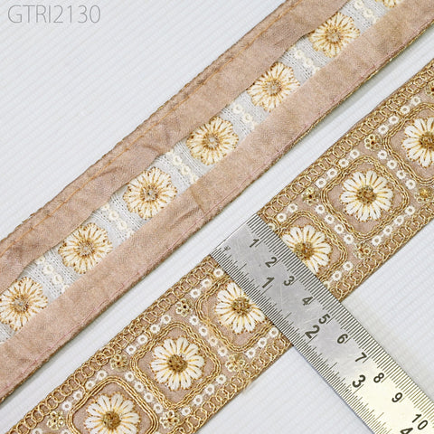 9 Yard Indian 48MM Sari Border Cushion Covers Tape Embroidery Trim Embroidered Saree Ribbon Sewing Crafting Trimming Curtains Headbands Tape
