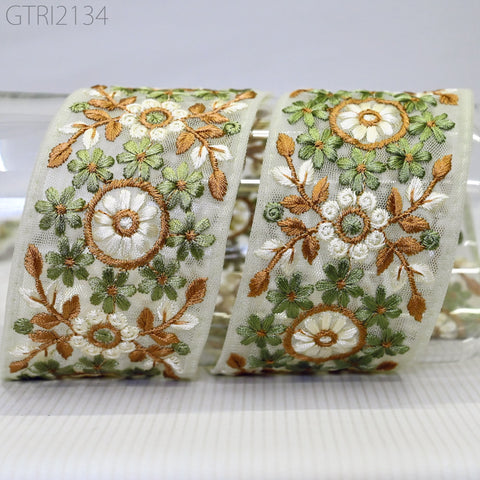 9 Yard Embroidery 6cm Fabric Trim Indian Doll Making Embellishments DIY Crafting Sewing Saree Sari Border Embroidered Ribbon Dresses Costume