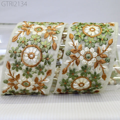 9 Yard Embroidery 6cm Fabric Trim Indian Doll Making Embellishments DIY Crafting Sewing Saree Sari Border Embroidered Ribbon Dresses Costume
