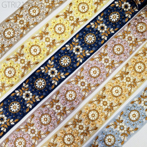 9 Yard Embroidery 6cm Fabric Trim Indian Doll Making Embellishments DIY Crafting Sewing Saree Sari Border Embroidered Ribbon Dresses Costume
