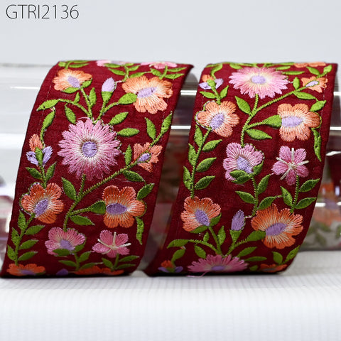 9 Yard Indian 55mm Embellishment Embroidered Fabric Trim Saree Ribbon Crafting Sewing Embroidery Border Wedding Dress Trimming Cushion Cover