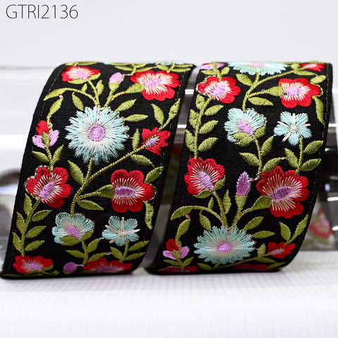 9 Yard Indian 55mm Embellishment Embroidered Fabric Trim Saree Ribbon Crafting Sewing Embroidery Border Wedding Dress Trimming Cushion Cover