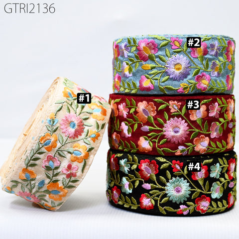 9 Yard Indian 55mm Embellishment Embroidered Fabric Trim Saree Ribbon Crafting Sewing Embroidery Border Wedding Dress Trimming Cushion Cover