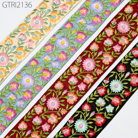 9 Yard Indian 55mm Embellishment Embroidered Fabric Trim Saree Ribbon Crafting Sewing Embroidery Border Wedding Dress Trimming Cushion Cover
