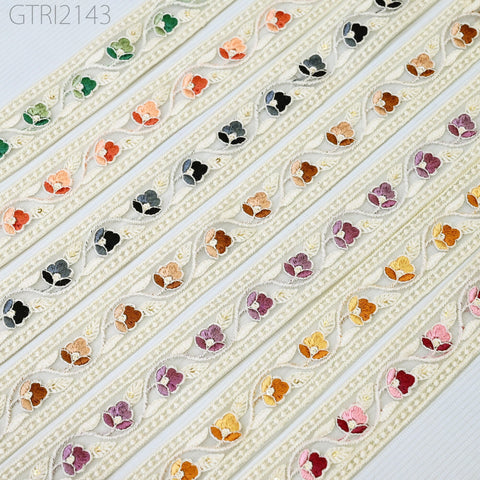 9 Yard Indian Embroidery 4cm Trim Embroidered Saree Ribbon Sari Embellishments Cushions Sewing Crafting Trimmings Curtains Headbands Border