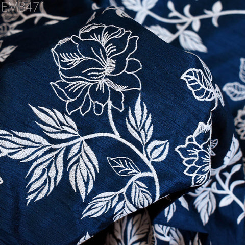 Indian Embroidered by the yard Fabric Sewing DIY Crafting Embroidery Wedding Dresses Fabric Costumes Dolls Bags Cushion Covers Table Runners