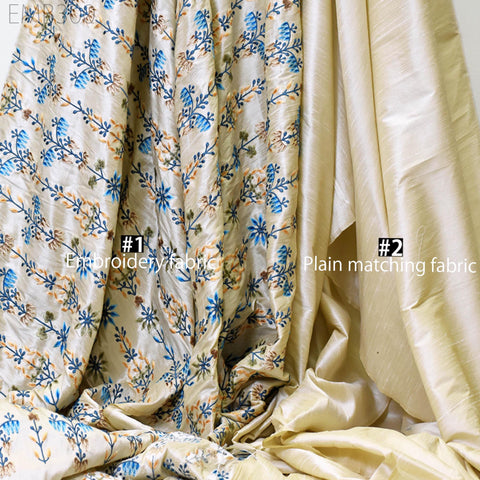 Indian Embroidery Fabric by the yard Sewing DIY Crafting Embroidered Wedding Dresses Fabric Costumes Dolls Bags Cushion Covers Table Runners