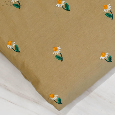 Floral Embroidered Cotton Fabric by the Yard Indian Embroidery Sewing DIY Crafting Women Summer Dresses Costumes Tote Bag Home Decor Curtain