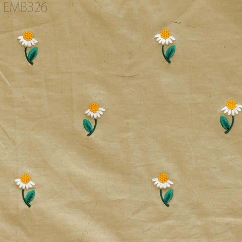 Floral Embroidered Cotton Fabric by the Yard Indian Embroidery Sewing DIY Crafting Women Summer Dresses Costumes Tote Bag Home Decor Curtain